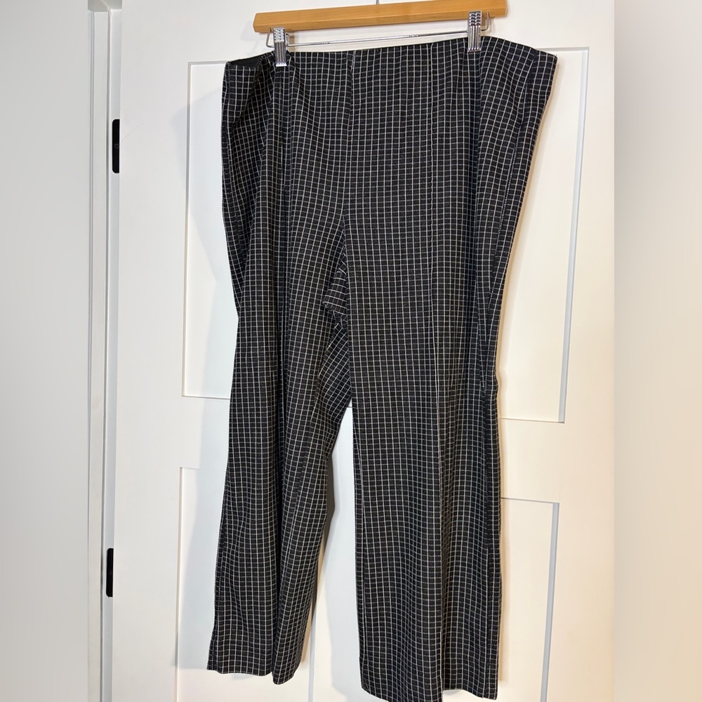 Maeve Anthropologie Womens XL Black White Grid Print Wide Leg Pull On Pants